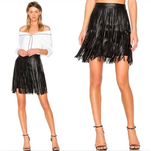 n:philanthropy  Vegan Leather Clover Mini Fringe Skirt Black Size Large