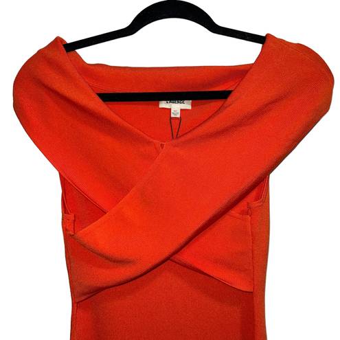 L'AGENCE NWT L’AGENCE Orange Crossover Bust Bodycon Midi Dress