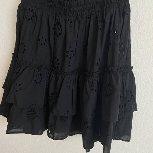 AQUA  Black Eyelet Swim Cover Up Dress