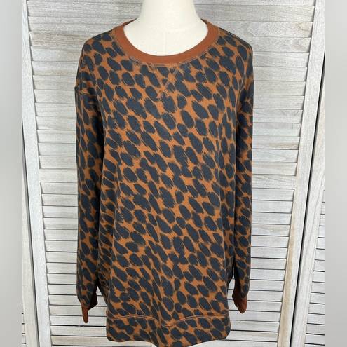 Stars Above  Fleece Jogger & Sweatshirt Loungewear Set Brown/Black Print-XXL