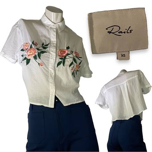 Rails Gretta Embroidered Floral Button Down T Shirt