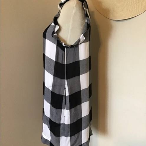 Chelsea and Violet  Black & White‎ Buffalo Plaid Check Sleeveless Ruffle Dress Sz S