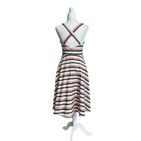 Hutch  Tiffany Striped Jacquard Sleeveless Fit Flare Womens Size 4 Midi Pockets