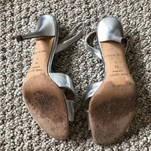 Kate Spade  Silver Sling Back Bow Heels