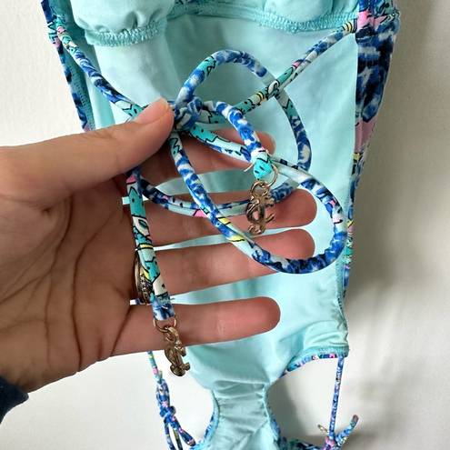 Juicy Couture  Halter Monokini Swimsuit Blue Small