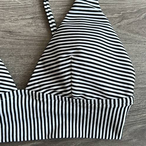 Aerie Bikini Set Triangle Top High Cut Cheeky Bottom Black White Stripe Small