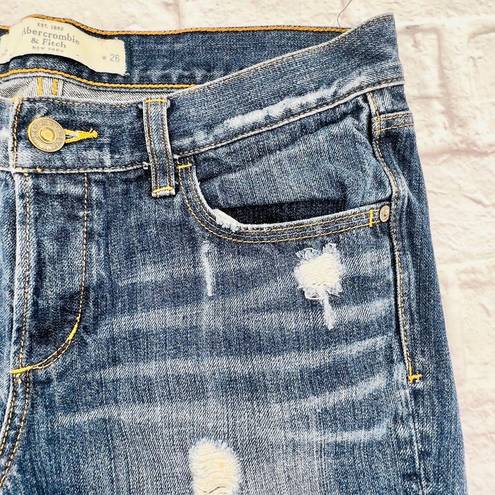 Bermuda Abercrombie &‎ Fitch Short Womens 2/26 Blue Cotton Distressed Denim 