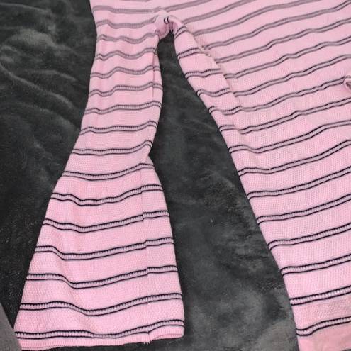 Talbots Size L long bell sleeve, pink and black striped dress/ tunic  100% cotton