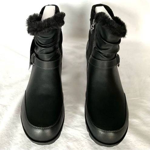 Jambu  Black Waterproof Boots Side Zip Booties Indiana Sz 10 Faux Fur Trim New