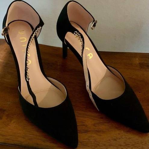 Unisa Prom  Black necklace High Heels Ankle Strap Womens Size 7 Shoes