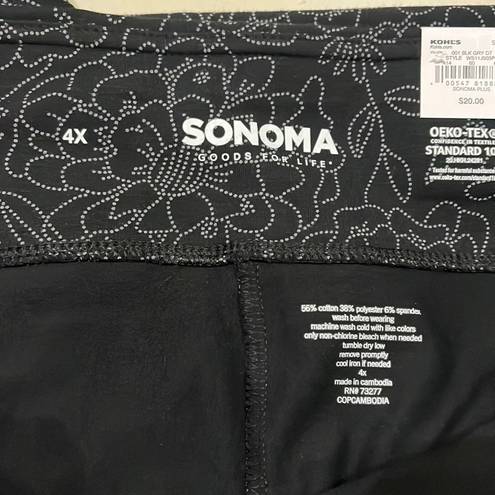 Sonoma Women’s 4X Black Stretch Legging Super Comfy Pixel Floral Basic Athleisure wear