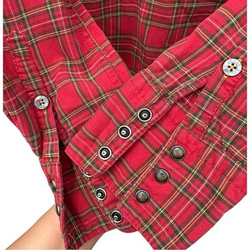 Polo  JEANS CO. Rare Vintage Red Plaid Flannel Snap-Front Western Shirt, M EUC