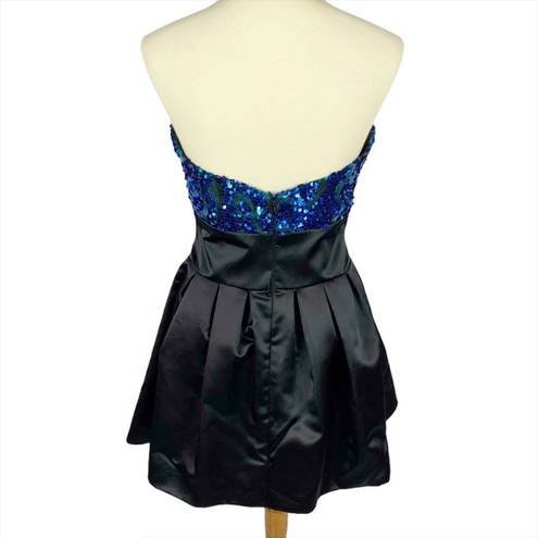 Hannah S Sequin Satin Semi Formal Strapless Dress