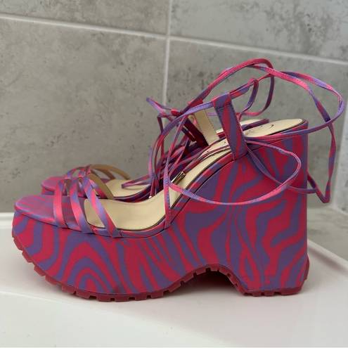 Jessica Simpson Damazy Ankle Wrap Lug Sole Platform Wedge Sandals Size 8.5