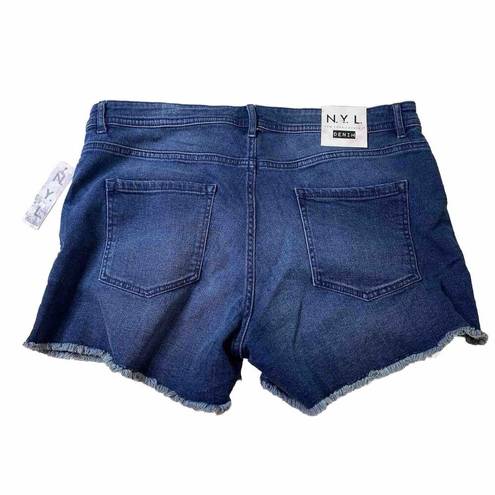 New York Laundry  Womens Juniors Blue Denim Jean Shorts Fringe Hem Size 13