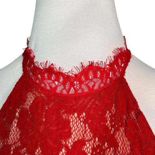 Sans Souci  Red Lace Halter Sleeveless bodycon Dress Size XL