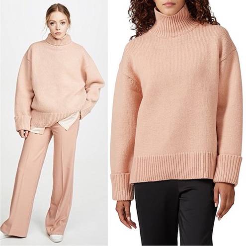 Victoria Beckham VICTORIA  Pale Pink Oversized Wool Funnel Neck Chunky Sweater L