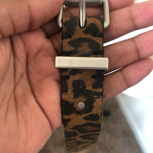 All Saints Karin Leopard Leather Buckle Belt