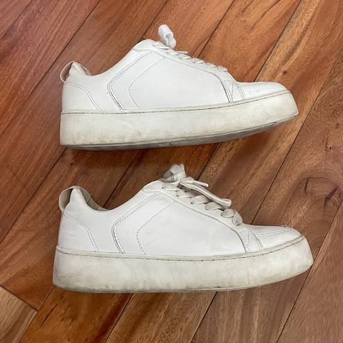 Mango  White Leather Platform Sneaker