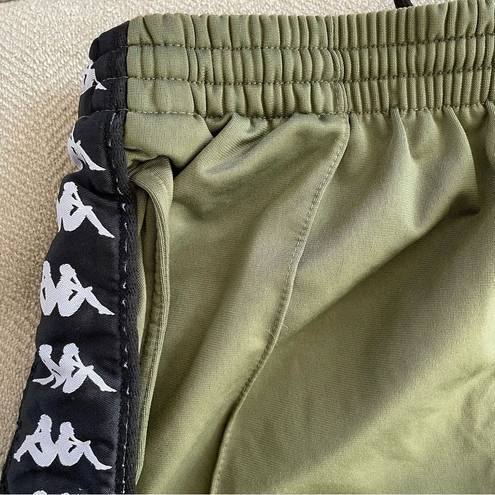 Kappa Army Green Logo Stripe Soft Shell Jogger Track Pants Zip Ankle XL