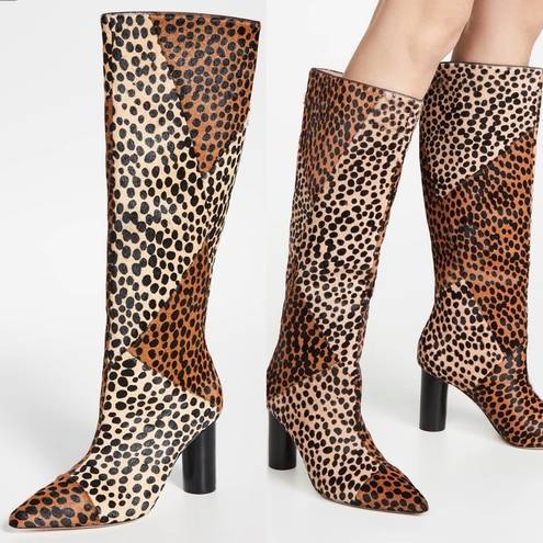 Ulla Johnson  Jerri Knee High Cheetah Print Calf Cowhide Leather Hair Boots EU 40