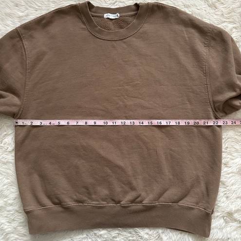 Good American Sweatshirt Crewneck Long Sleeve Pullover Sweater Tan Brown L