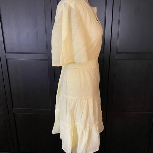 Scotch & Soda NWT  Pastel Yellow Ruffle Flutter Sleeve Knee Length Dress