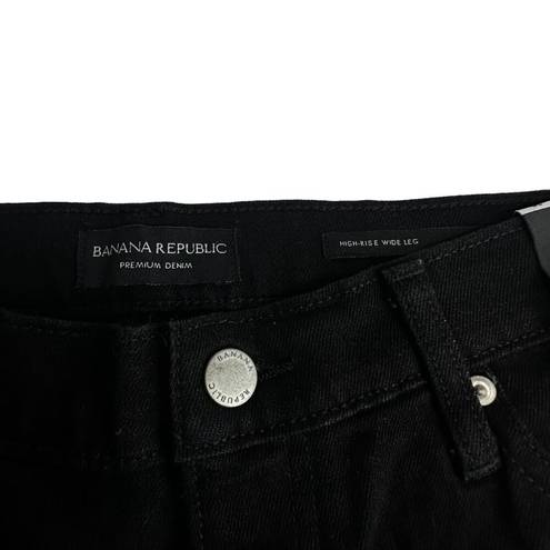 Banana Republic  High Rise Wide Leg Black Low Stretch Denim Jeans Size 29