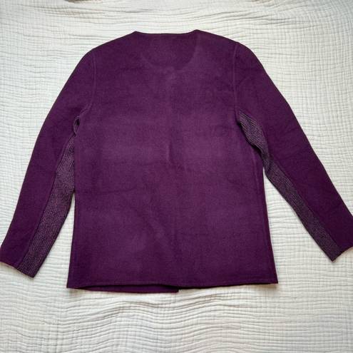 St. John  Double Face Cashmere Wool Blend Jacket Plum Snap Front Coat pockets