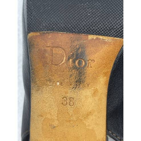  Christian Dior women’s black leather slingback pumps size 38