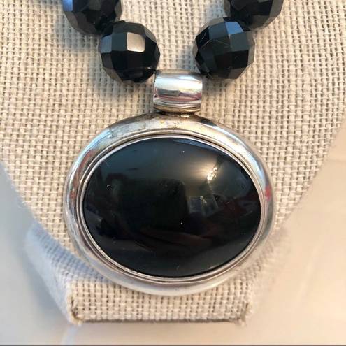 Onyx Black   pendant silver necklace