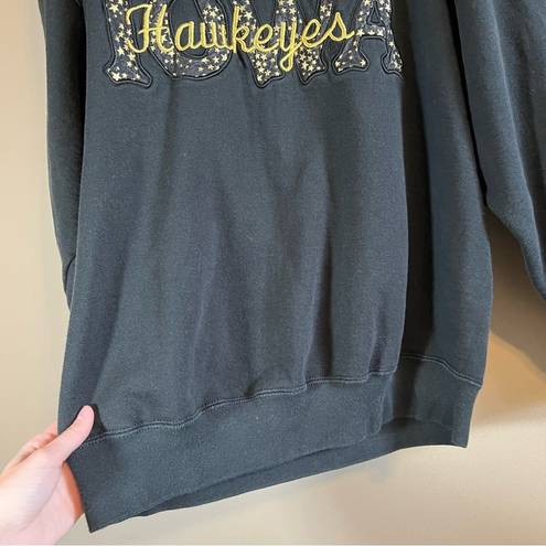 American Vintage Vintage Jerzees Black Iowa Hawkeyes Stars Embroidered Crewneck Sweatshirt Large