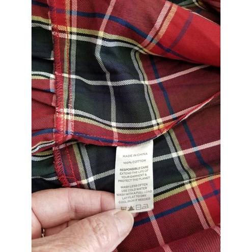 Hill House  Louisa Nap Red Tartan Paid Short Sleeve Midi Dress 100% Cotton 2XL