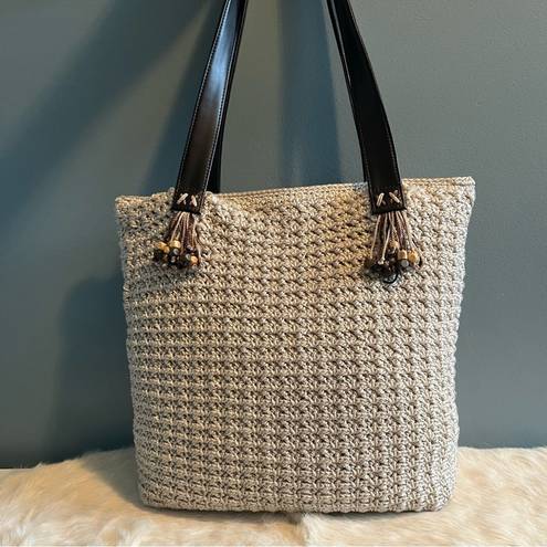 The Sak  Crocheted Beaded Fringe Tote Bag