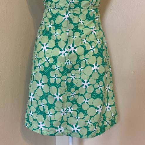 Patagonia Water Girl Green Floral Women’s Back Zip Mini Swim Dress Size 6