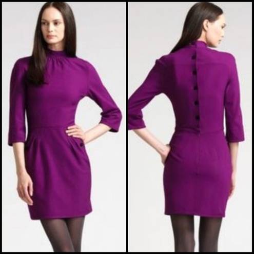 Zac Posen  Z Spoke Plum Mock Neck Jersey Knit Dress Size S