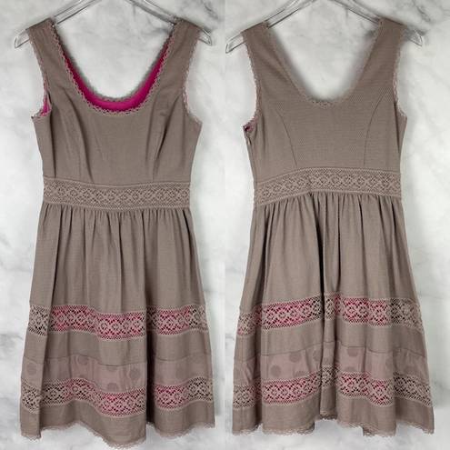 Jessica Simpson  Cottagecore Crochet Trim Textured Sleeveless Mini Dress Boho 6