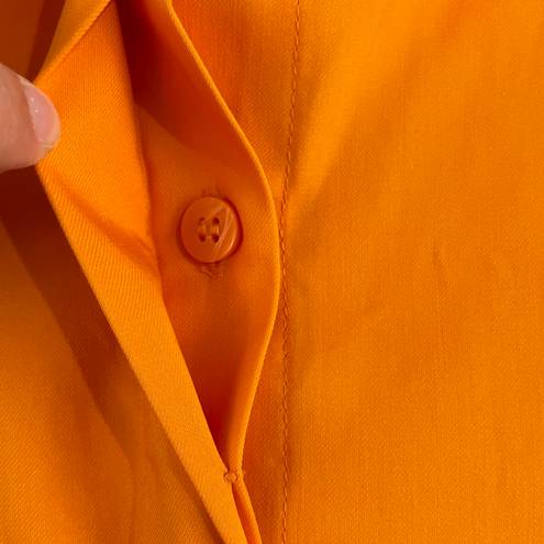 INC New  Flared Cuff Button Down Shirt Relaxed Fit Tangerine Crush Orange