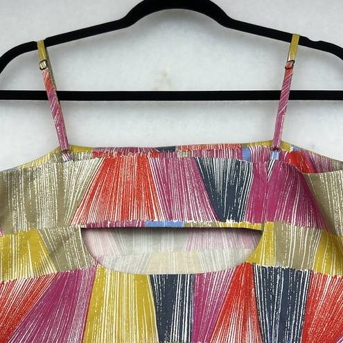 Kate Spade Saturday multi color fit flare abstract Square neckline Top Sz XS