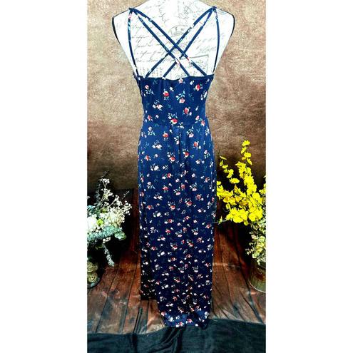 Nine Britton  Willow Brushed Knit Maxi Dress - Navy Floral - size L