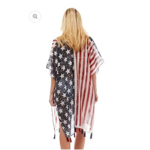 NWT American Flag Stars & Stripes Lightweight Kimono Vest Waterfall Cardigan Size undefined