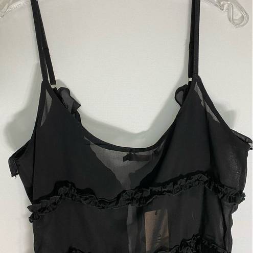 Micas Aegean Sea Tied Fly Away Top Sheer Ruffled Tank SZ M NWT