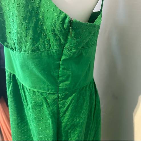 a.n.a  A New Approach Fit & Flare Dress Womens Size 12 Green 100% Cotton Side Zip