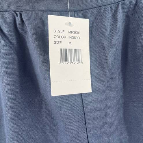 Bobeau  Pull On Pants Size Medium Indigo Blue Wide Leg NWT Rayon Nylon Blend Crop