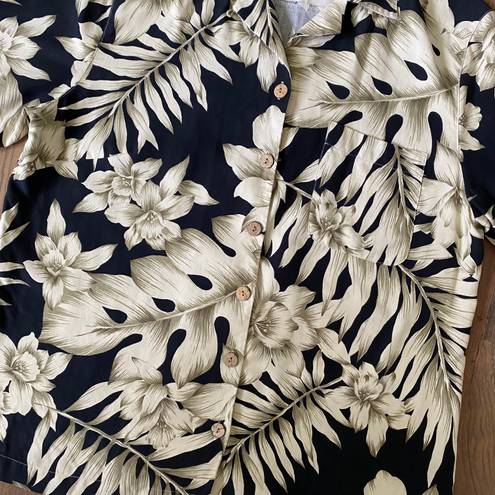 August Silk Womans Tropical Silk Top   Size Medium 100% Silk Tropical Floral Vacation Top