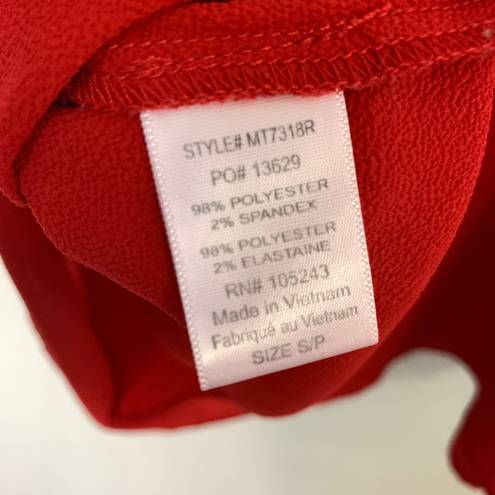 Bobeau  Red Cold Shoulder Ruffle Top Blouse Adjustable Shoulder Straps Size Small