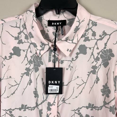 DKNY  Pink Long Sleeve Blouse Office Career Shirt Top Sz XL NWT