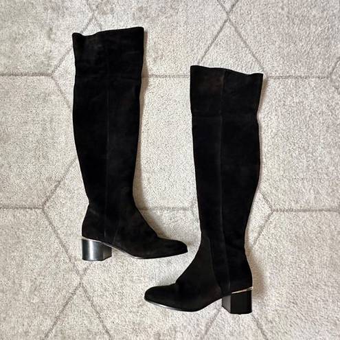 Jimmy Choo  Black Suede Over the Knee Block Heel Boots Sz 7