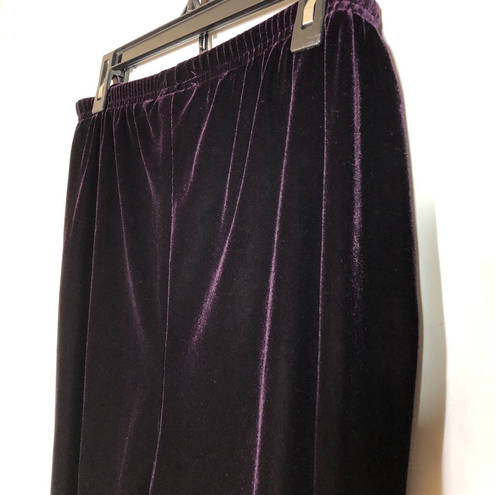 Kathie Lee Collection  Plum Purple Velvet Pants Pull-On Velour XL Retro Vintage