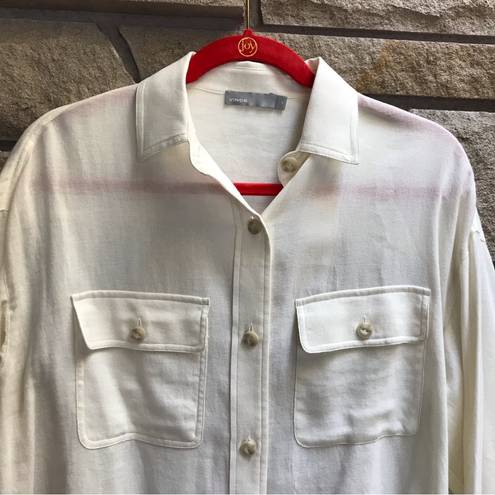 Vince  Utility Shirt Pockets Button Up Cream White NWT $285 XS